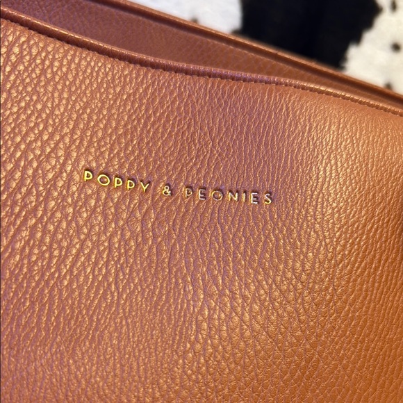 Poppy & Peonies Multitasker Tote Bag in Cognac - Picture 2 of 7